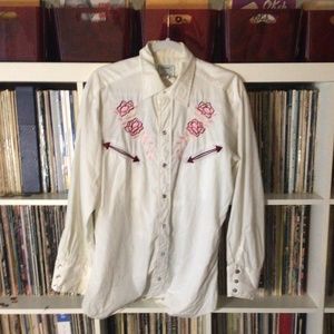 H Bar C vintage western shirt with roses